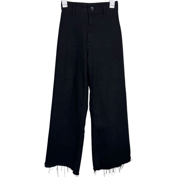 Zara Black High Waisted Straight Wide Leg Jeans - Picture 1 of 6